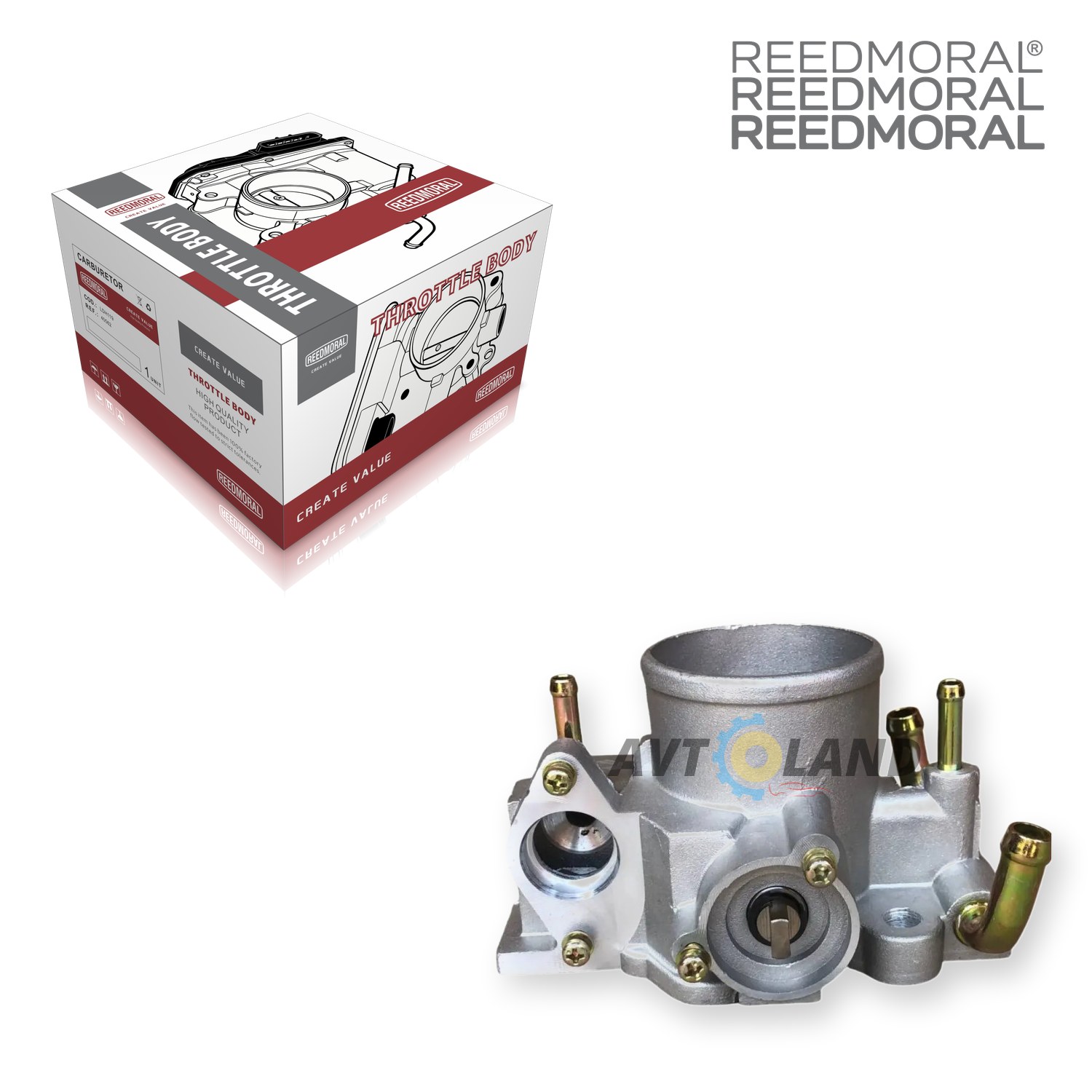 J1205 REEDMORAL 21120-1148110-56 LADA throttle body main product image with REEDMORAL packaging