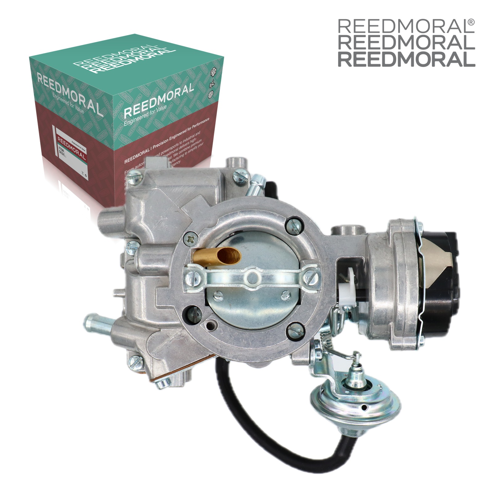 LDH152A CA-7051 Ford F-300 4.9L carburetor - top product view with REEDMORAL box