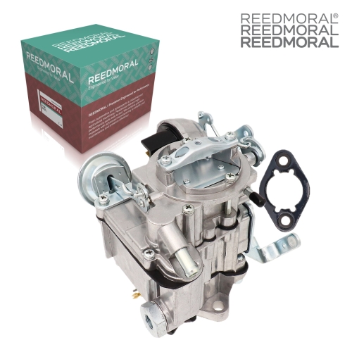 LDH156 Rochester 1MV 7043014 Chevy GMC carburetor - front angle product view with REEDMORAL box