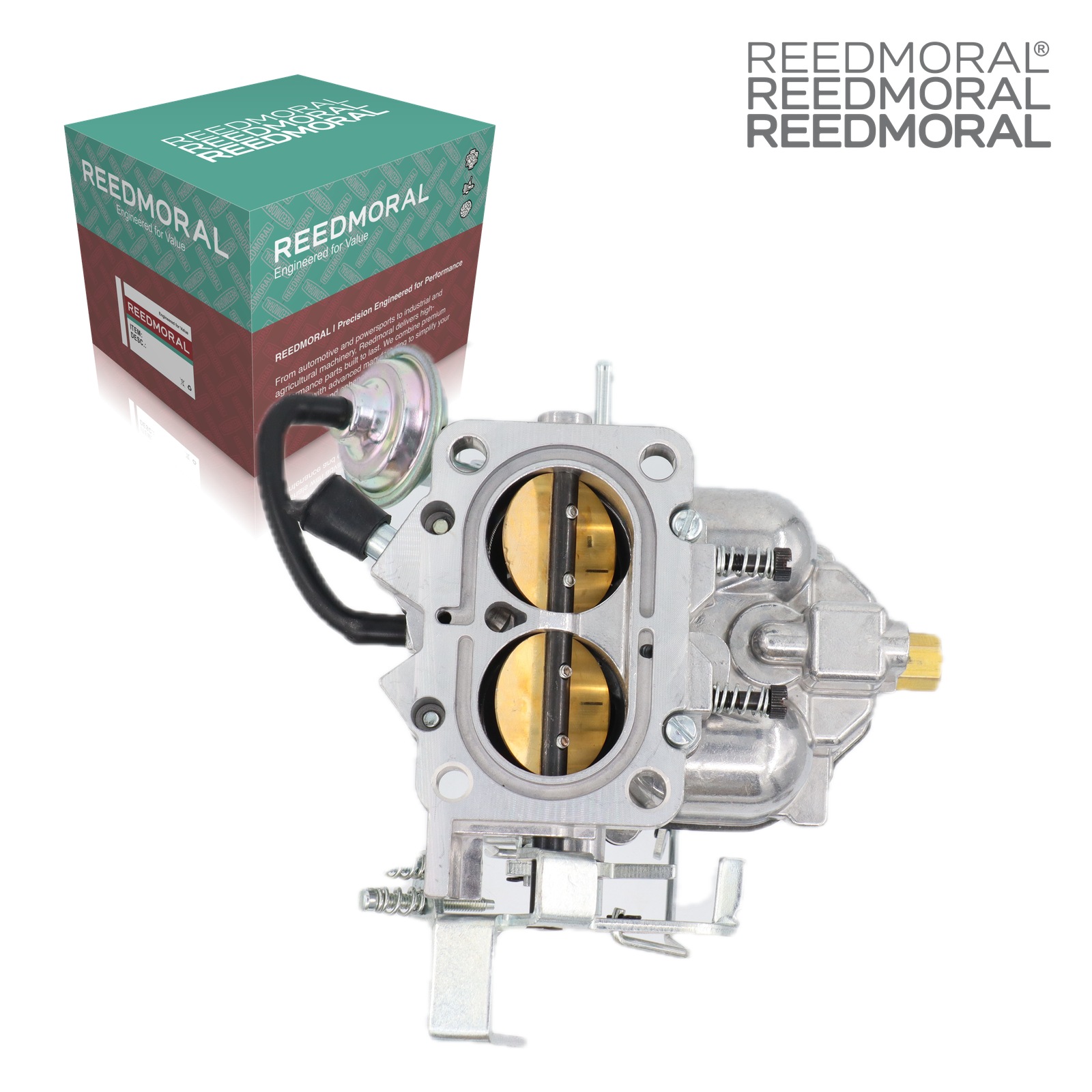 LDH225 Carter BBD Dodge Plymouth 318 carburetor - top product view with REEDMORAL box