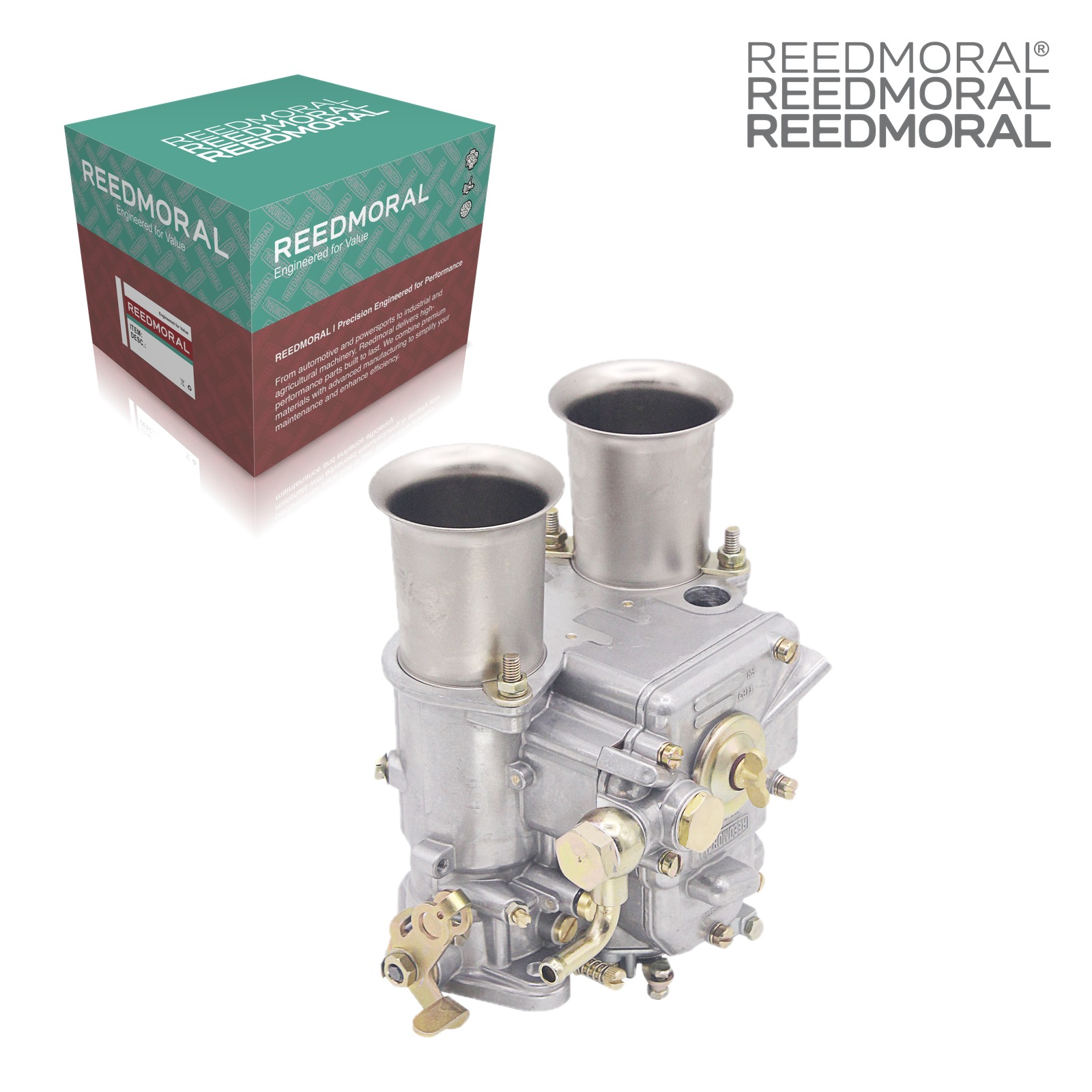 LDH265A REEDMORAL 45 DCOE-Type 19600.060 - side-draft inlet view with REEDMORAL box