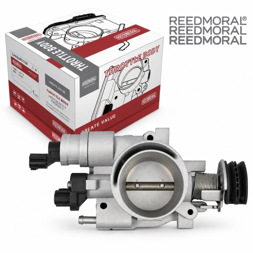 J1552 REEDMORAL 11200006AB Chrysler Dodge 3.3L mechanical throttle body main image with REEDMORAL throttle-body packaging and stacked logo